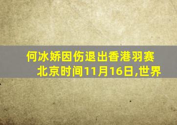 何冰娇因伤退出香港羽赛 北京时间11月16日,世界